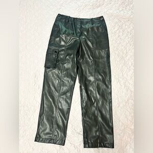 Black leather “cargo” pants